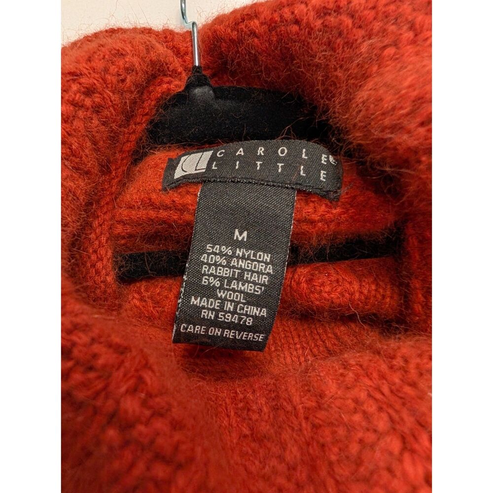 Carole Little Vintage Chunky Knit Sweater Burnt Orange Rust Med Cozycore Angora - Picture 5 of 13